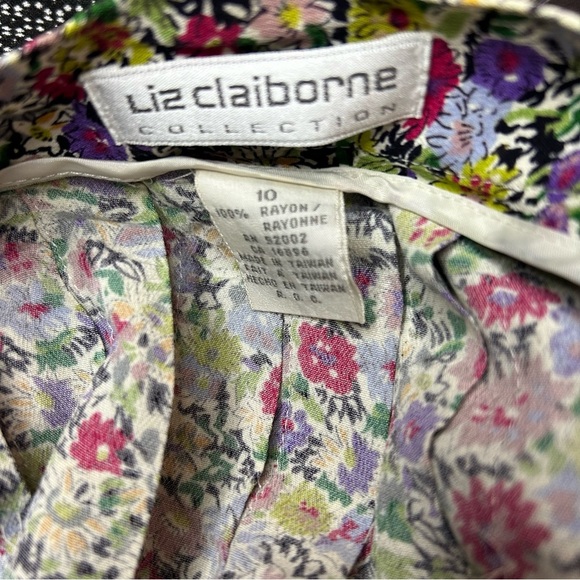 Liz Claiborne Vintage Floral Pleated Midi Skirt Multicolor Size 10 - Picture 5 of 8